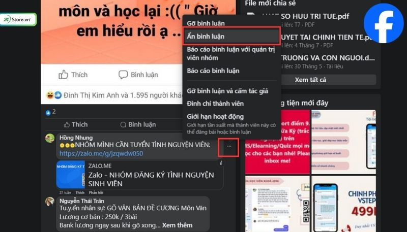 Ẩn bình luận thủ công trên máy tính