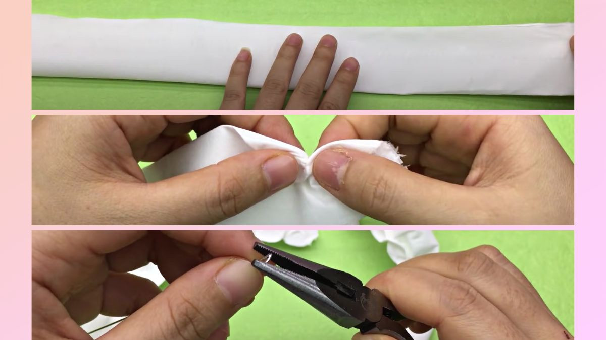 Các bước gấp giấy vệ sinh và quấn vào kẽm làm thân hoa