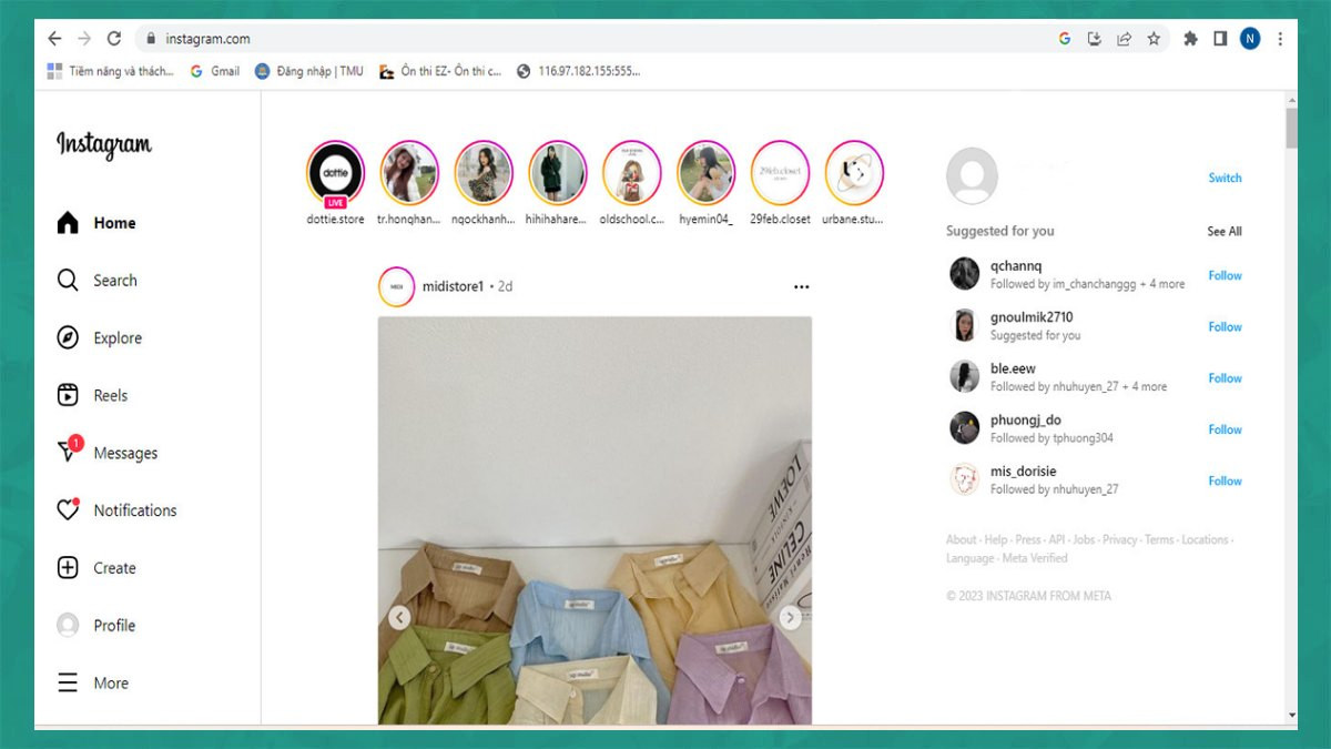 Bước 1: Cách lưu ảnh trên Instagram về máy tính bằng phím F12