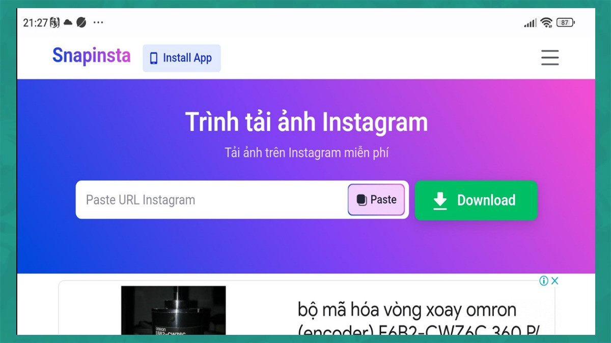 Bước 2: Cách lưu ảnh từ Instagram bằng web Snapinsta