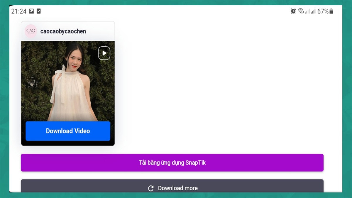 Bước 3: Cách lưu ảnh từ Instagram bằng web Snapinsta