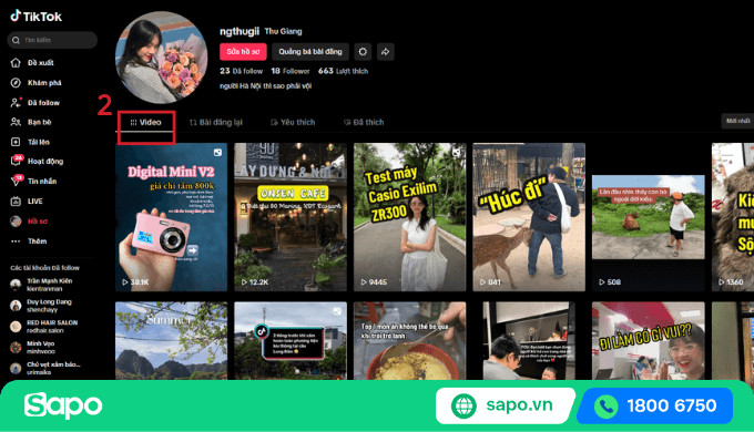 Truy cập vào tab Video và chọn video muốn xóa