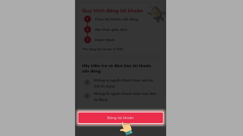 Bước 4: Đọc thông tin và xác nhận đóng tài khoản MB Bank