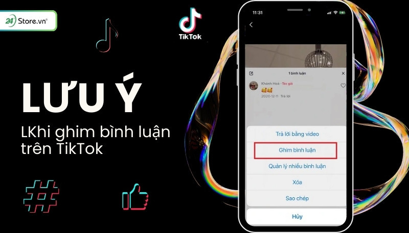 Biểu tượng cảnh báo và các lưu ý khi ghim bình luận trên TikTok