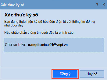 Xác nhận thông tin ký số bằng chữ ký số HSM