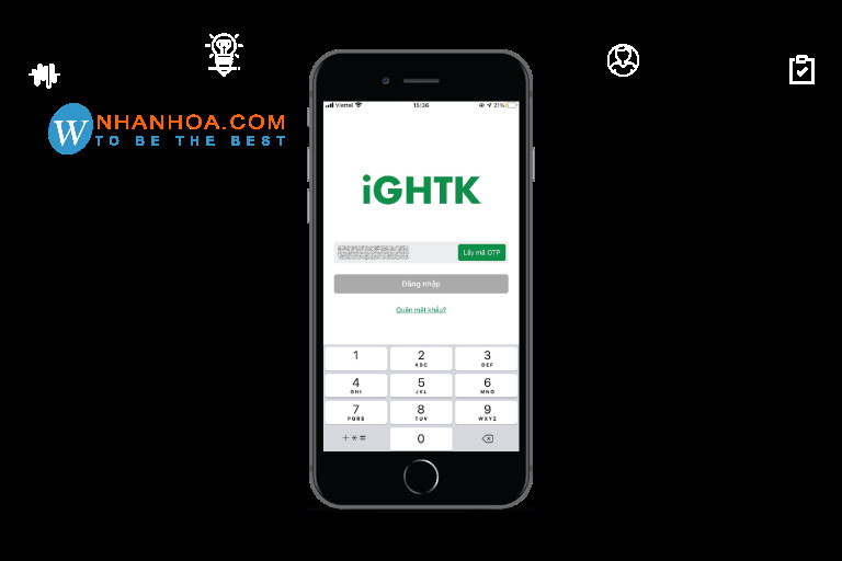 Màn hình nhập mã OTP để đăng nhập vào ứng dụng iGHTK