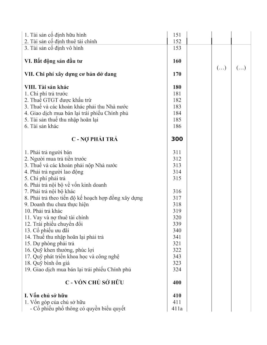 Mẫu bảng cân đối kế toán.