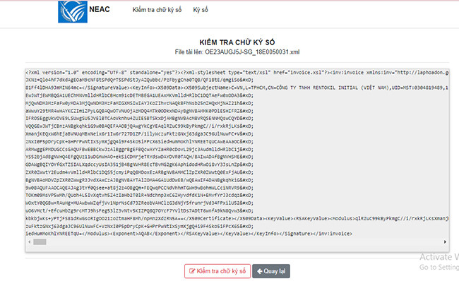 Người kiểm tra có thể tải lên văn bản ở nhiều định dạng để xác minh chữ ký số