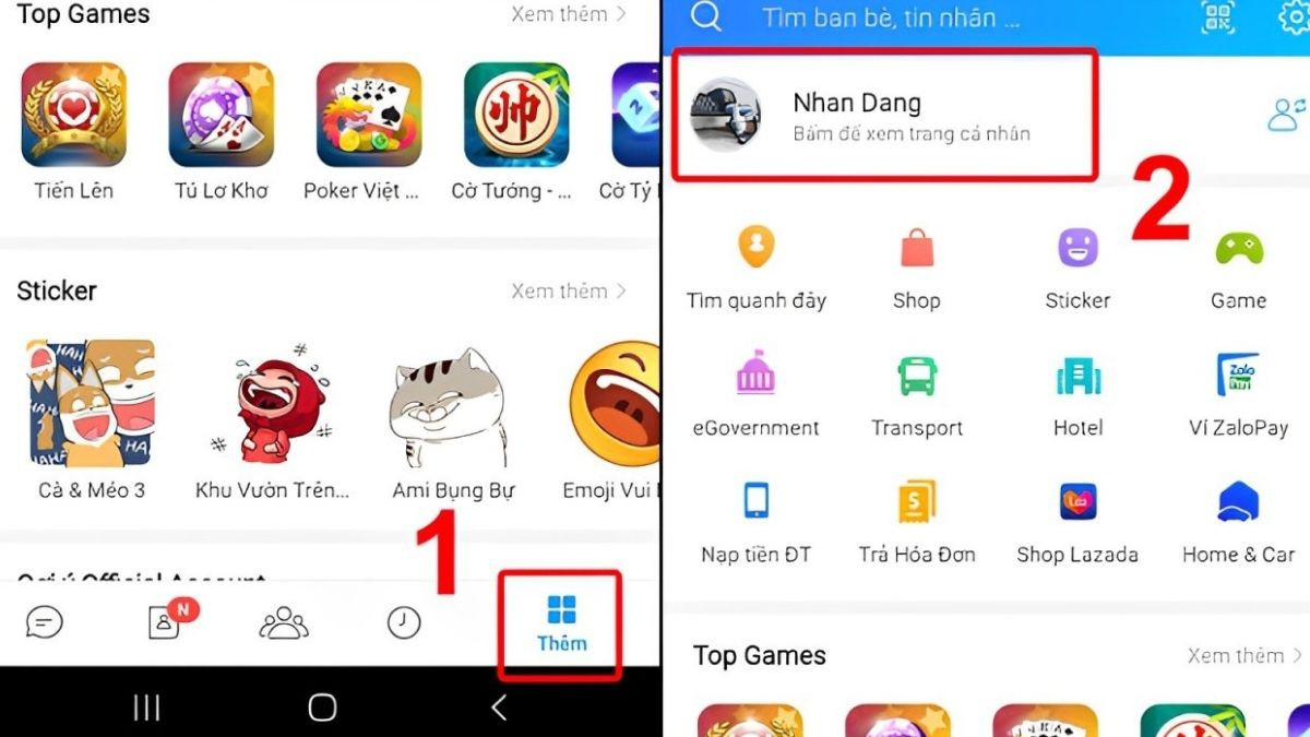 Mở ứng dụng Zalo và truy cập trang cá nhân