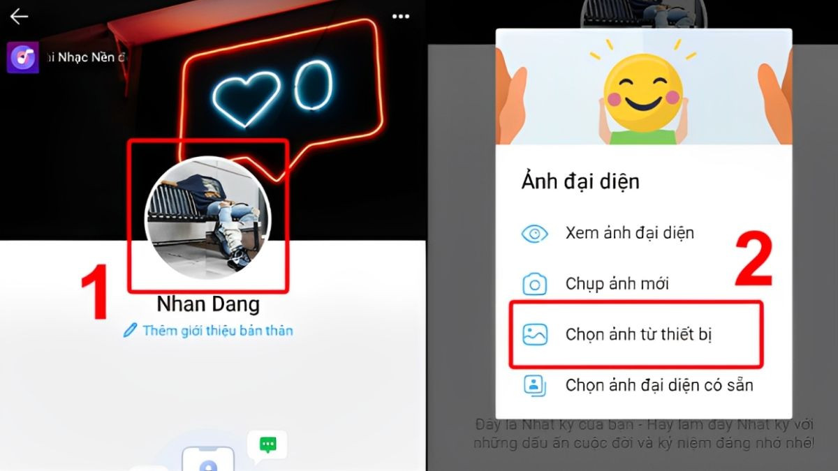 Chọn ảnh từ thiết bị để thay ảnh đại diện Zalo