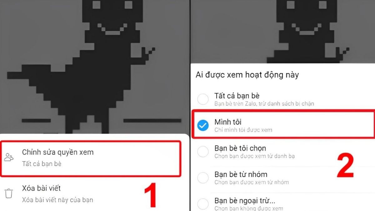 Chỉnh sửa quyền xem ảnh đại diện Zalo thành 'Mình tôi'