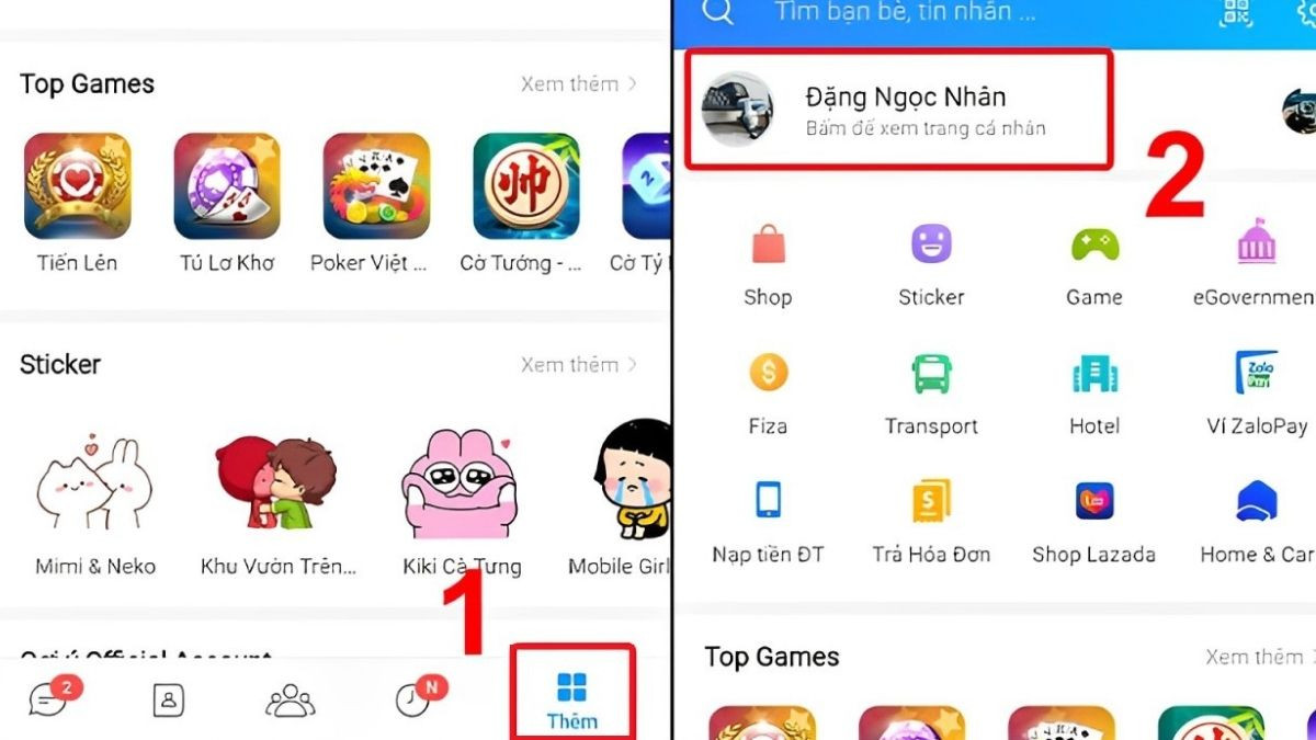 Khởi động Zalo và truy cập trang cá nhân để đổi ảnh đại diện