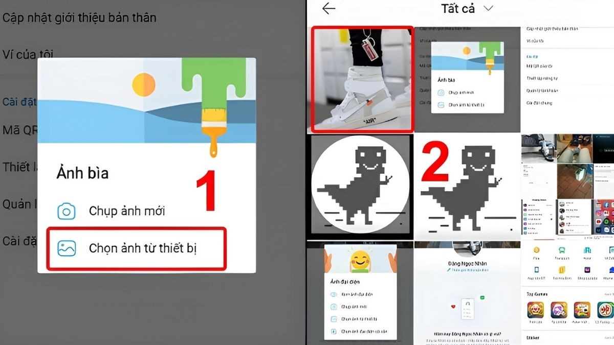 Chọn ảnh mới từ thư viện để làm ảnh bìa Zalo