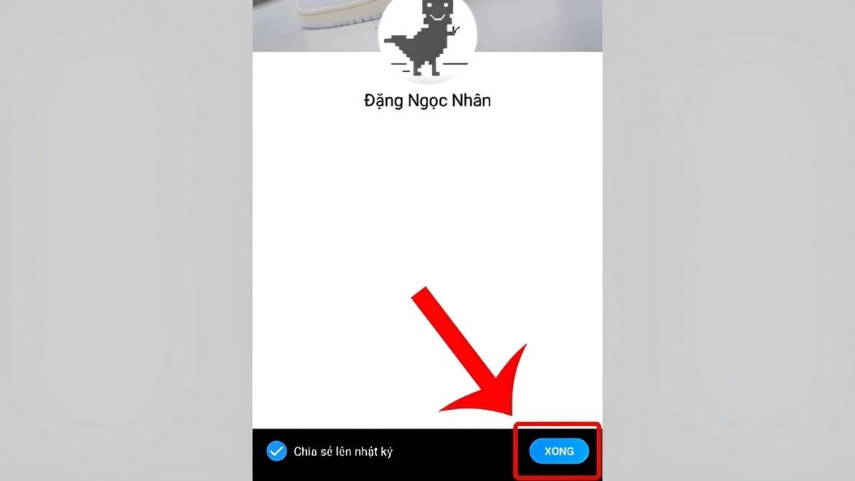 Xác nhận lưu ảnh bìa mới và tùy chọn chia sẻ lên nhật ký