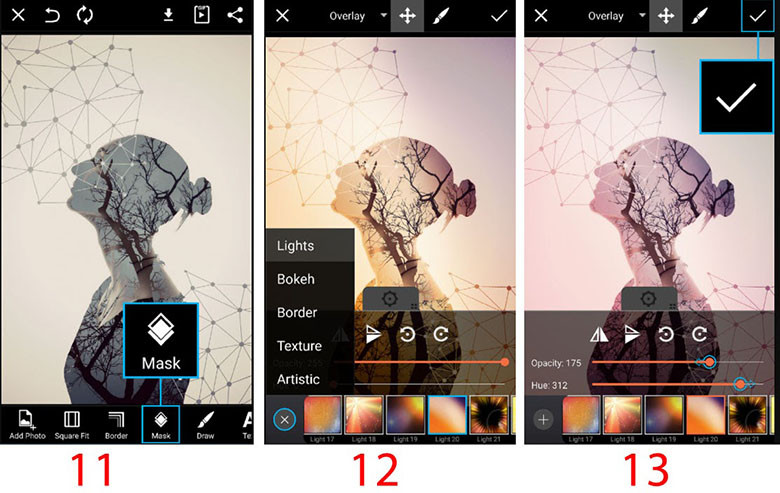 Hoàn thiện ảnh ghép Double Exposure bằng cách điều chỉnh ánh sáng và độ mờ Opacity với Mask Light.