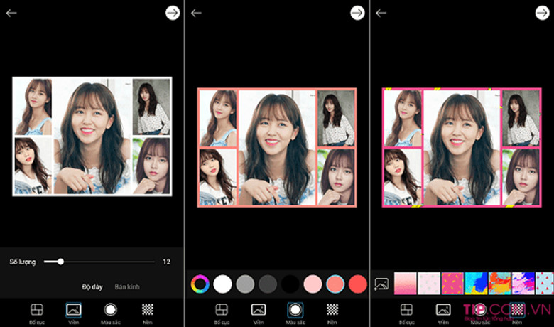 Hoàn thiện tùy chỉnh bố cục và màu sắc cho ảnh ghép vào khung trong PicsArt.