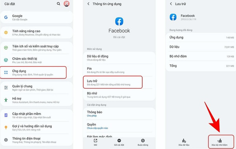 Giao diện cài đặt bộ nhớ của điện thoại