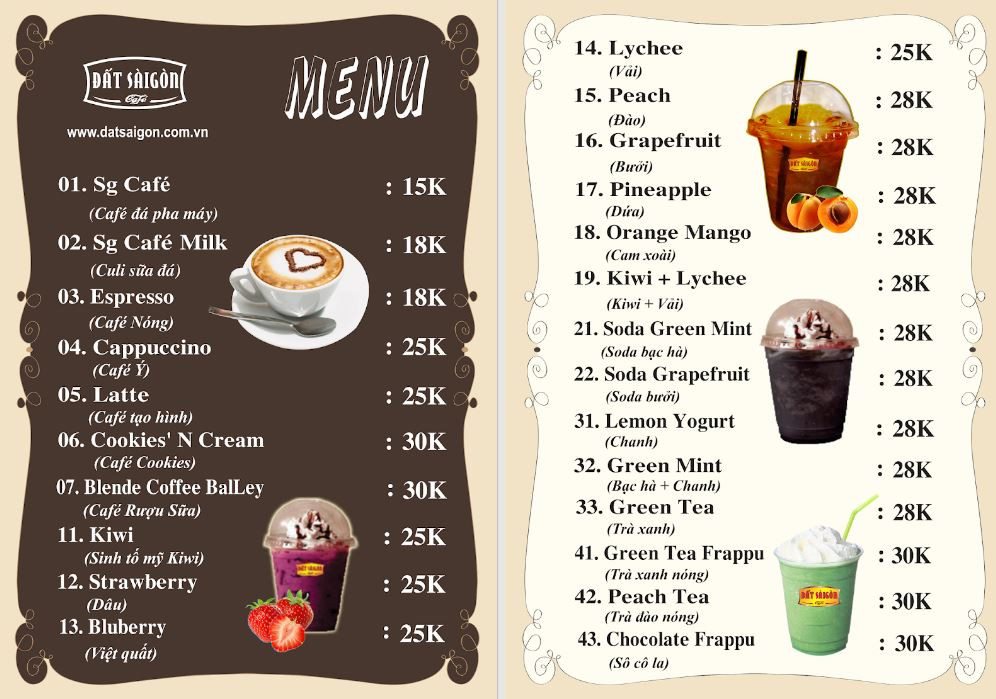 Ý tưởng setup menu đồ uống cho quán cafe bình dân