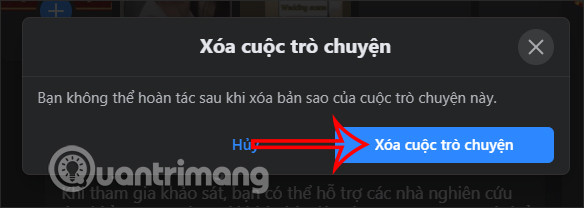 Xác nhận xóa cuộc trò chuyện nhóm trên Messenger PC