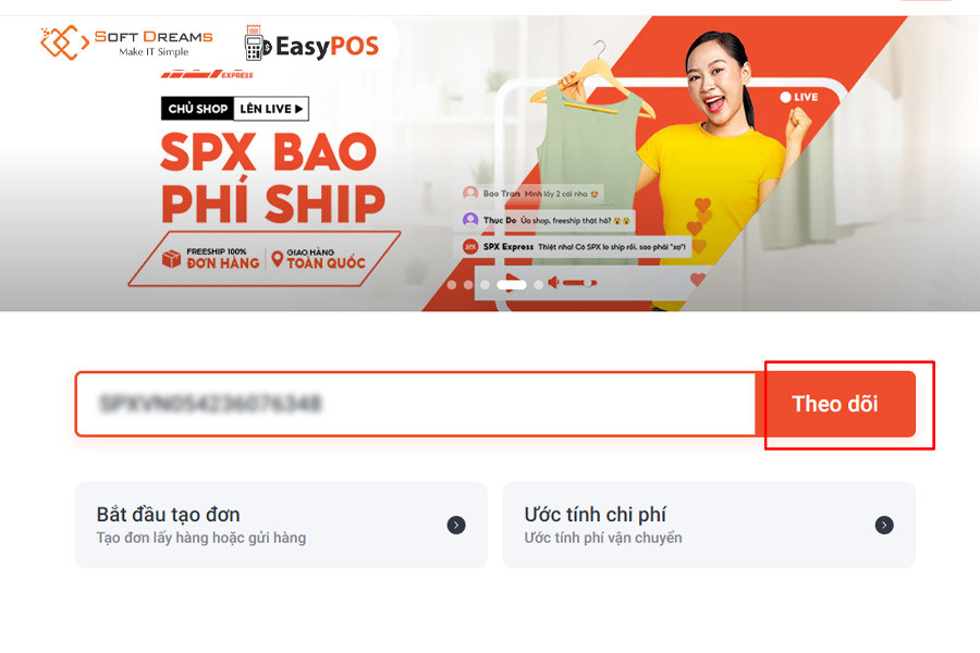 Theo dõi đơn SPX trực tiếp trên website chỉ với vài bước