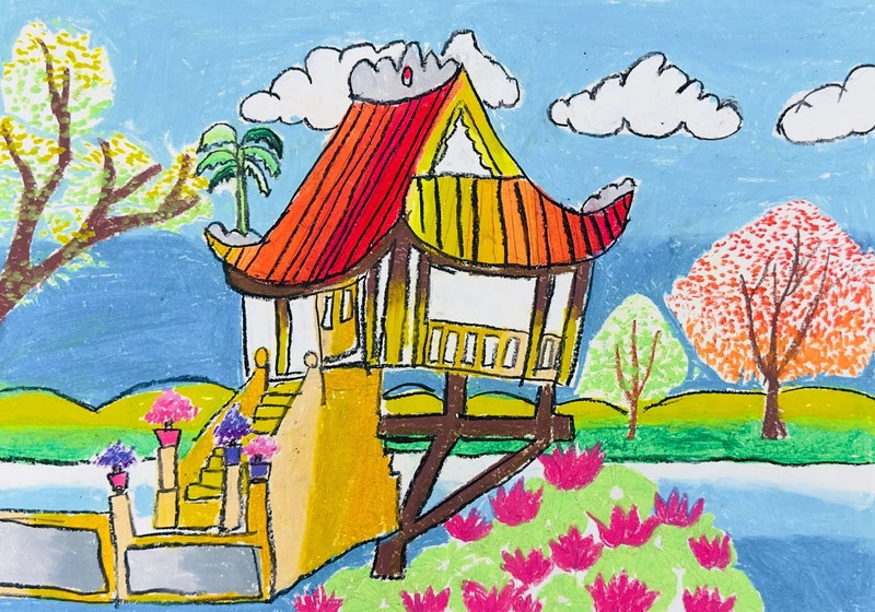 Bức tranh Em yêu Hà Nội ấn tượng với kiến trúc cổ kính và hiện đại