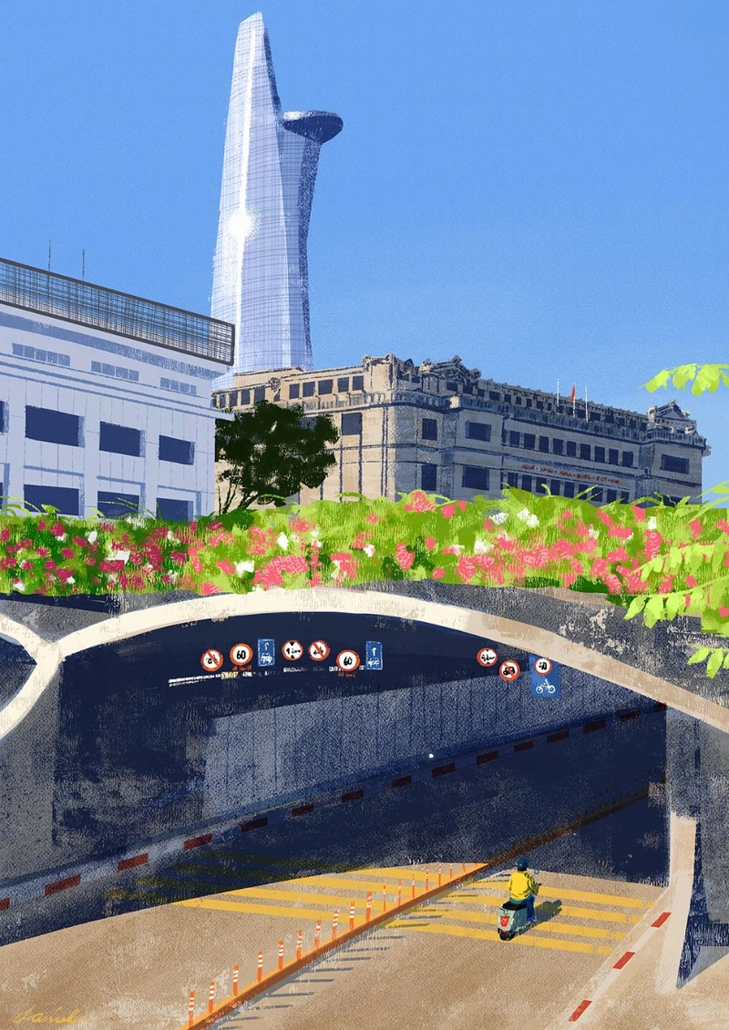 Tranh vẽ Em yêu Hà Nội đẹp nhất, đạt giải với bố cục hài hòa