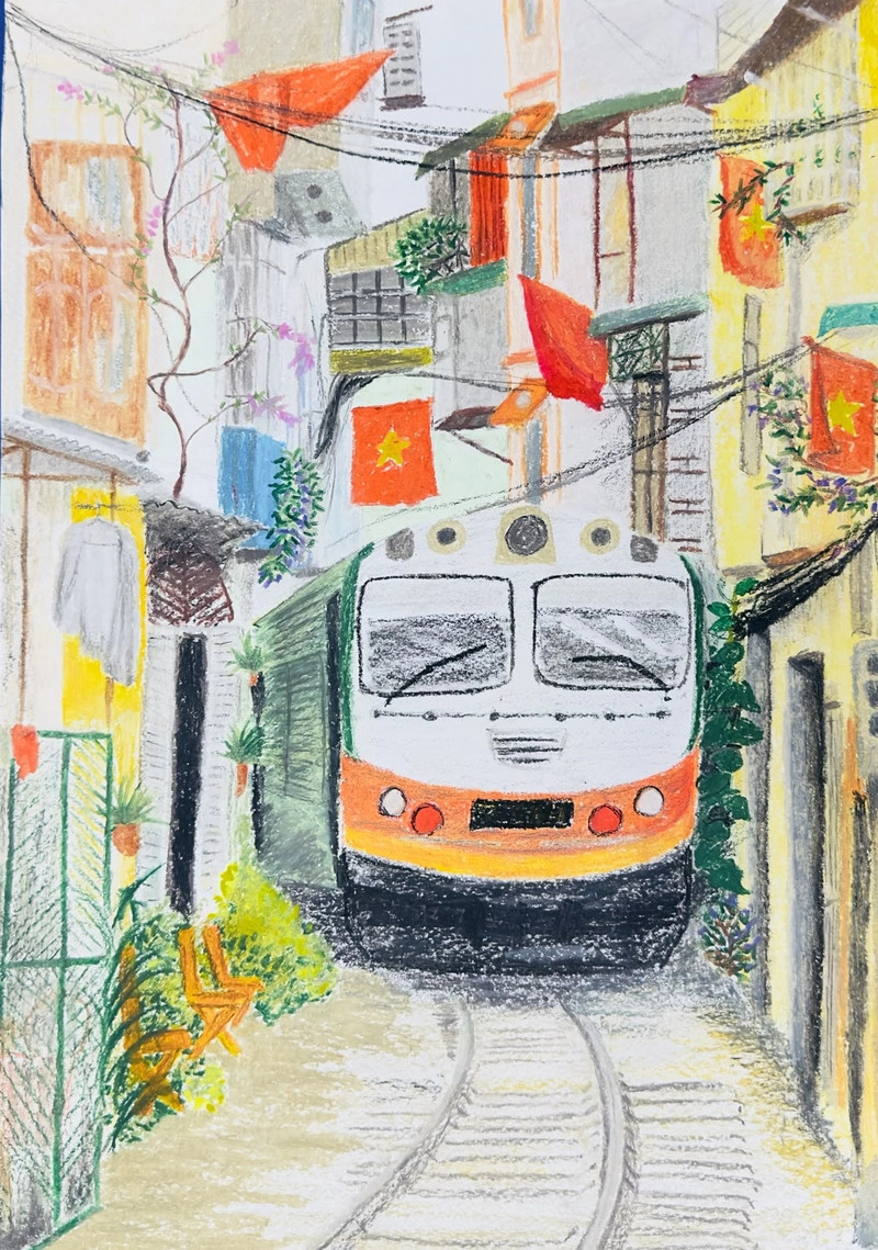 Tranh vẽ Em yêu Hà Nội đơn giản cho thiếu nhi, dễ dàng sáng tạo