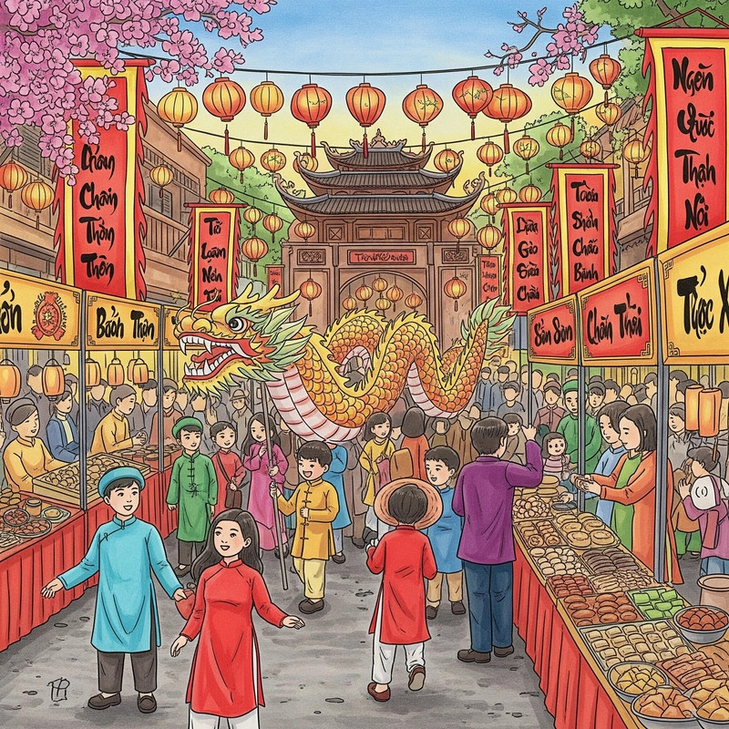 Tranh vẽ chủ đề Em yêu Hà Nội dành cho học sinh với hình ảnh các bạn nhỏ