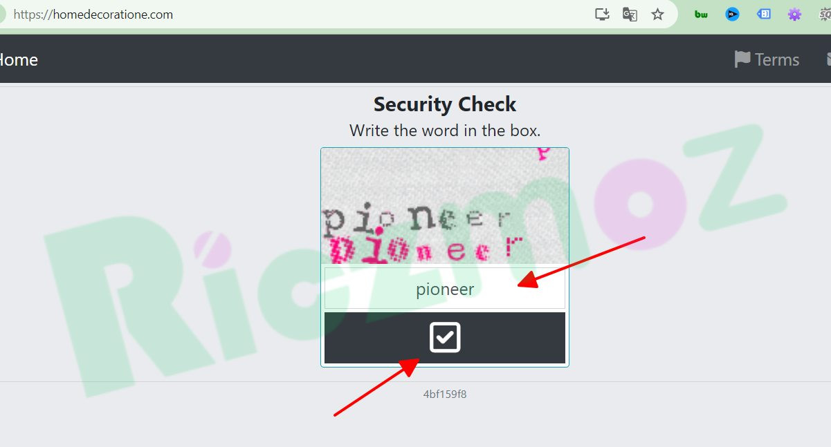 Điền mã xác minh để tăng follow TikTok trên Homedecoratione.com