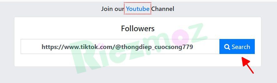 Ô dán đường dẫn kênh TikTok để tăng follow trên Zefoy