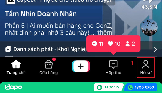 Giao diện Hồ sơ TikTok trên điện thoại