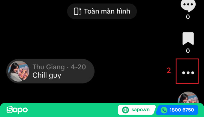 Biểu tượng ba dấu chấm trên video TikTok