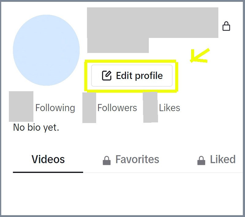 Nút chỉnh sửa hồ sơ trên trang TikTok cá nhân qua máy tính