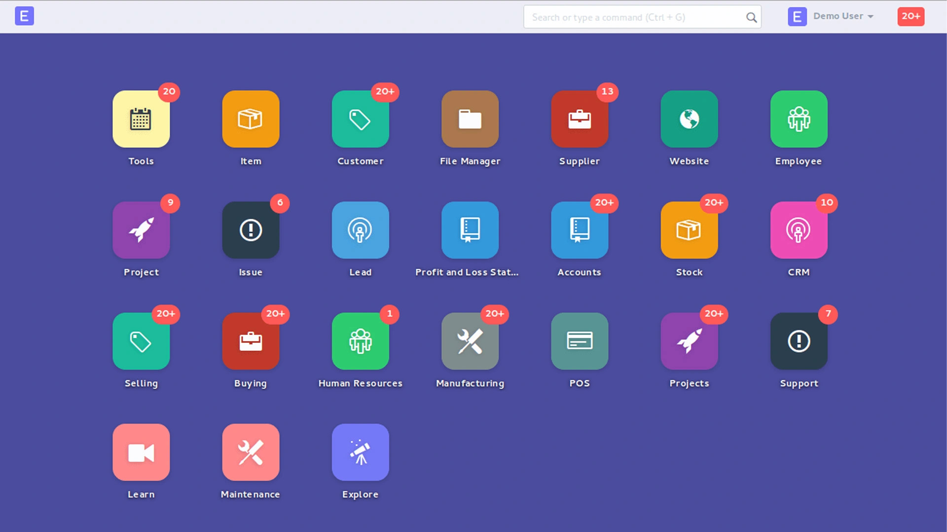 Giao diện phần mềm quản lý kho ERPNext