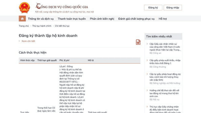 Có thể đăng ký hộ kinh doanh trên Cổng dịch vụ công quốc gia.