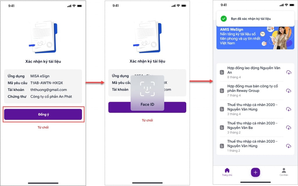 Xác thực ký số trên ứng dụng MISA eSign di động