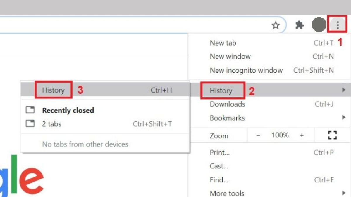 Bước 1: Hướng dẫn xem và xóa lịch sử tìm kiếm trên Google Chrome