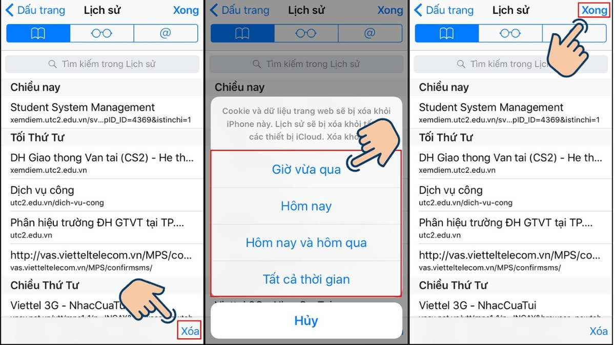 Bước 4: Chọn mục lịch sử cần xóa trên Safari