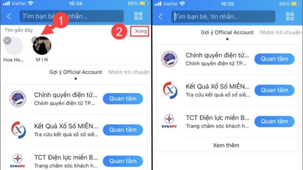 Bước 2: Xóa lịch sử tìm kiếm cá nhân hoặc nhóm trên Zalo