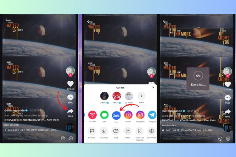 Chia sẻ liên kết TikTok trực tiếp lên các mạng xã hội khác