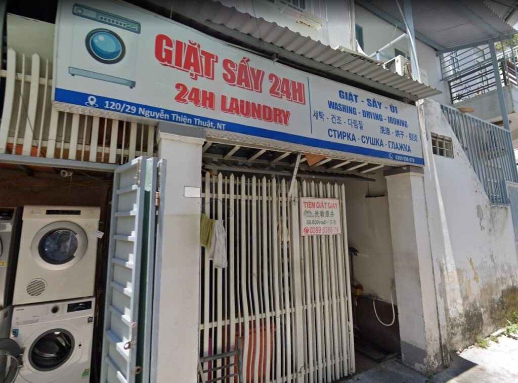 Mặt tiền 24h Laundry – Tiệm giặt sấy hoạt động 24/7 tại Nha Trang