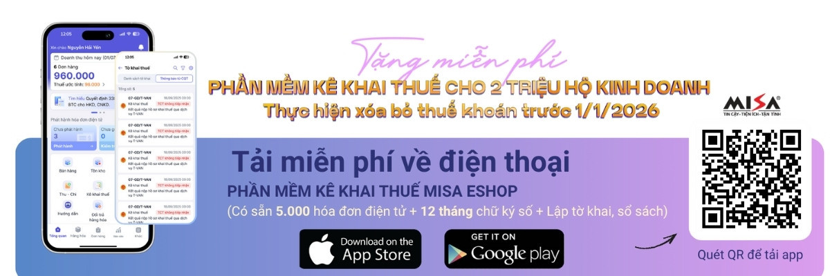 Tải ứng dụng MISA eShop nhận phần mềm khai thuế miễn phí