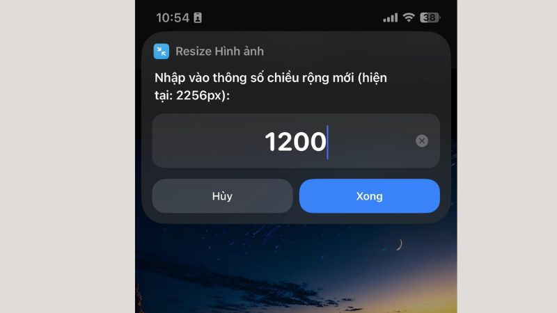 Nhập các thông số mới cho chiều rộng hoặc chiều cao mà bạn muốn