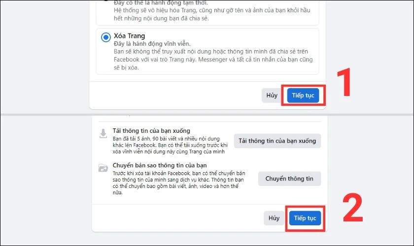 Tiến hành sao lưu thông tin trước khi xóa
