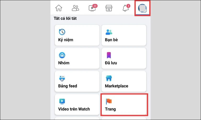Vào mục Trang trên Facebook để xóa