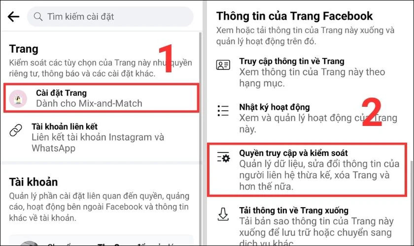 Chọn Quyền truy cập và kiểm soát