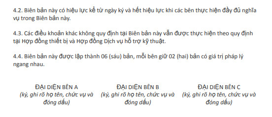 Biên bản bù trừ công nợ ba bên