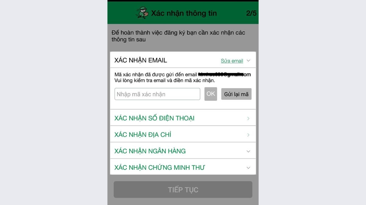 Xác nhận thông tin đăng ký qua email hoặc số điện thoại