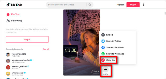 Bạn nhấn chọn Click vào biểu tượng nút chia sẻ