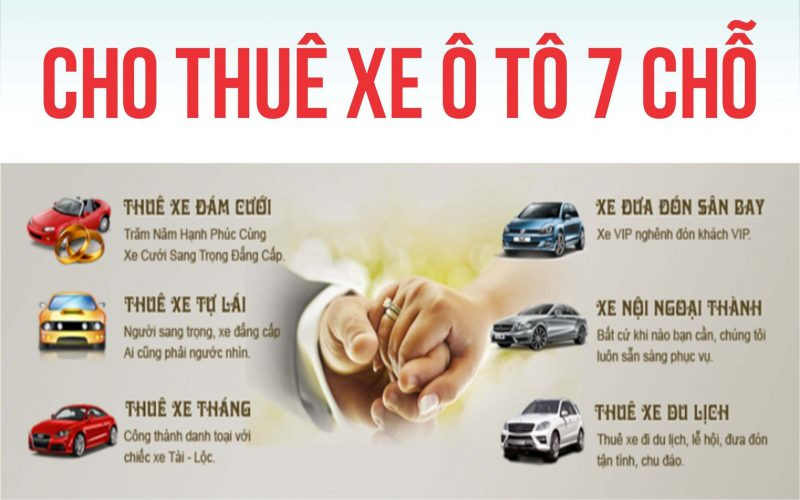 Mẫu quảng cáo cho thuê xe 7 chỗ tại Hà Nội với thông tin liên hệ và ưu đãi.